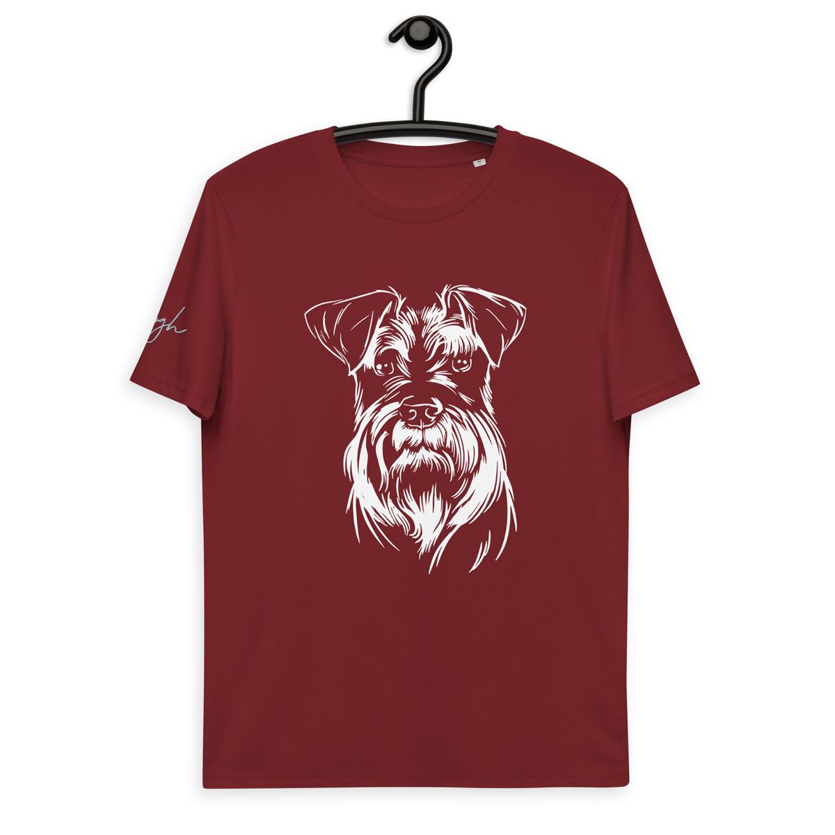 Bio Baumwoll T-Shirt mit Schnauzer Motiv, Nachhaltige Mode für Fans dieser toller Rasse