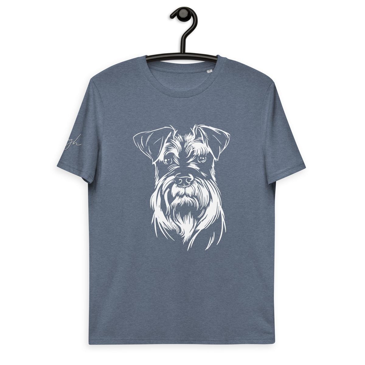 Bio Baumwoll T-Shirt mit Schnauzer Motiv, Nachhaltige Mode für Fans dieser toller Rasse