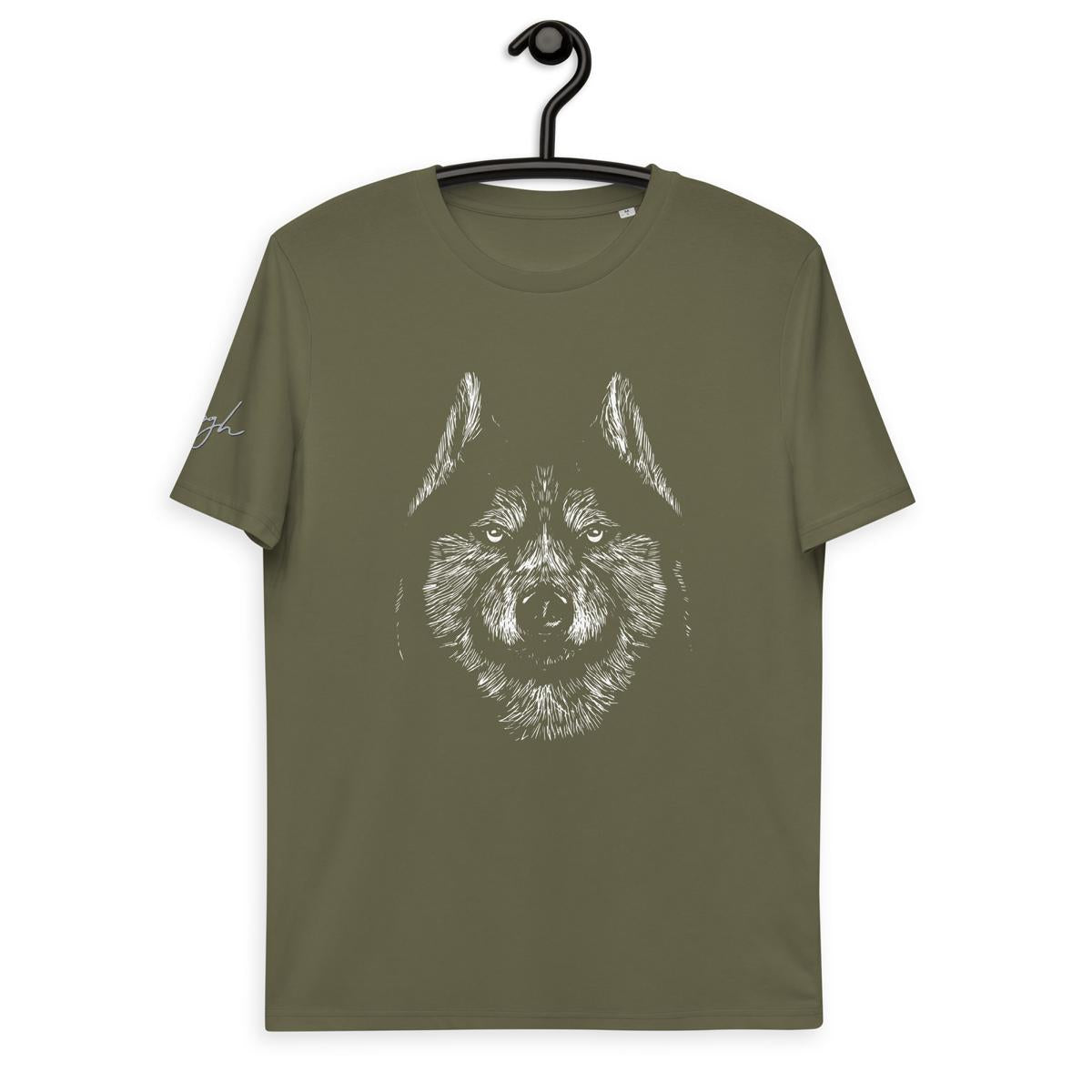 Entdecke die Wildnis: Bio Baumwoll T-Shirt mit Siberian Husky Motiv