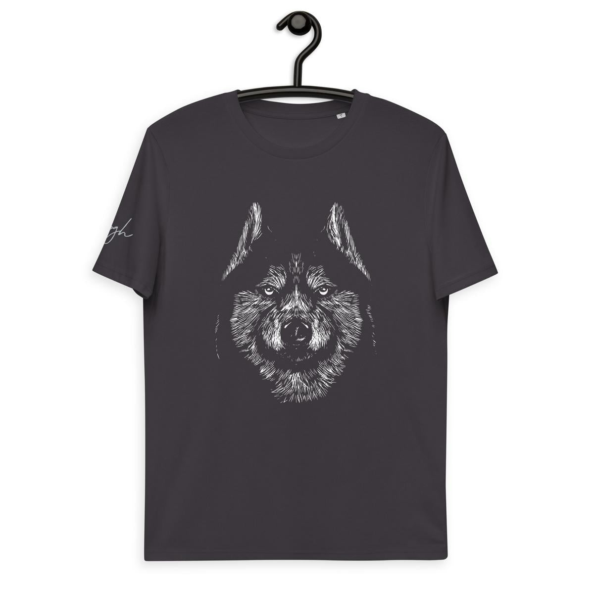 Entdecke die Wildnis: Bio Baumwoll T-Shirt mit Siberian Husky Motiv