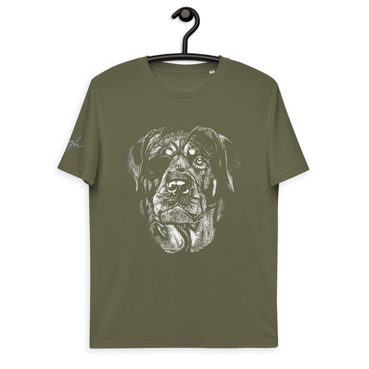 Bio Baumwoll T-Shirt mit Rottweiler Motiv, Nachhaltige Mode, Hundefans