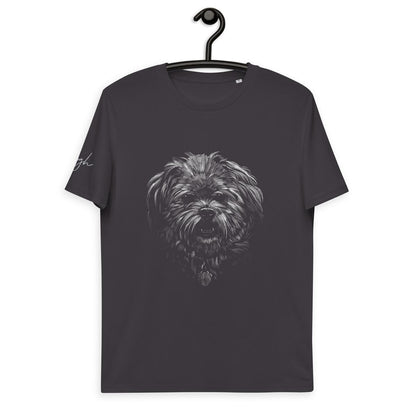 Eleganz in Bio: Shih Tzu Motiv auf Bio Baumwoll T-Shirt, Hunderasse shitzu - bullogh#
