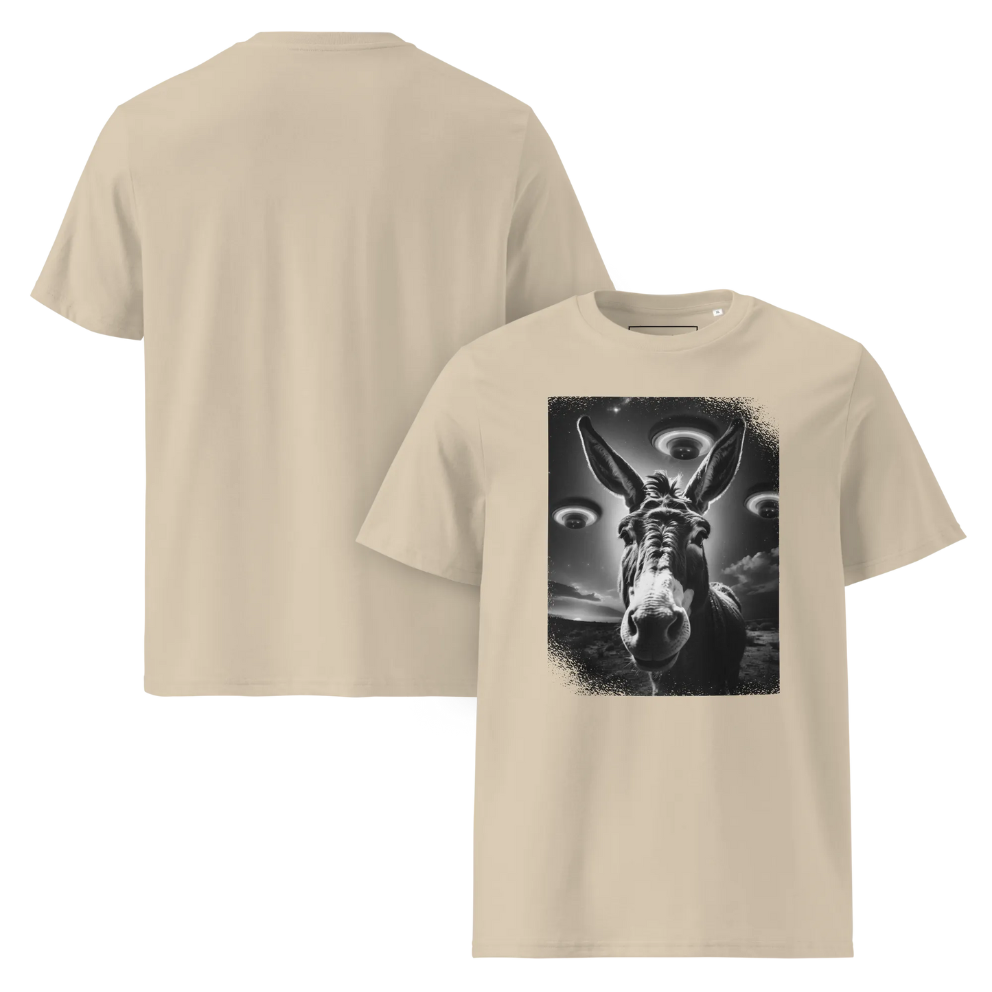 Esel und Raumschiff – T-Shirt aus Bio Baumwolle