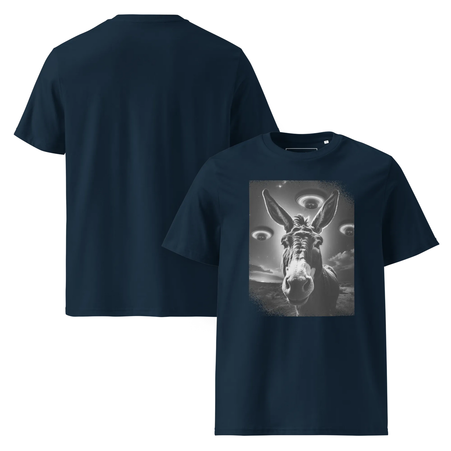 Esel und Raumschiff – T-Shirt aus Bio Baumwolle