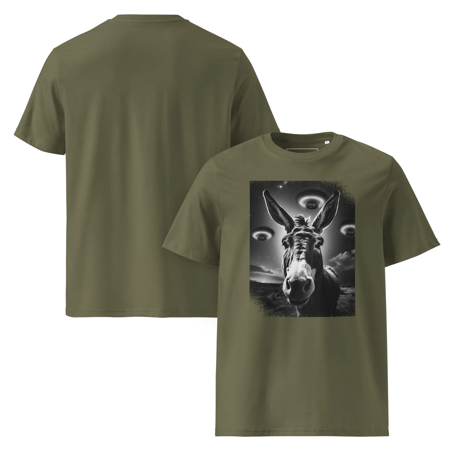 Esel und Raumschiff – T-Shirt aus Bio Baumwolle