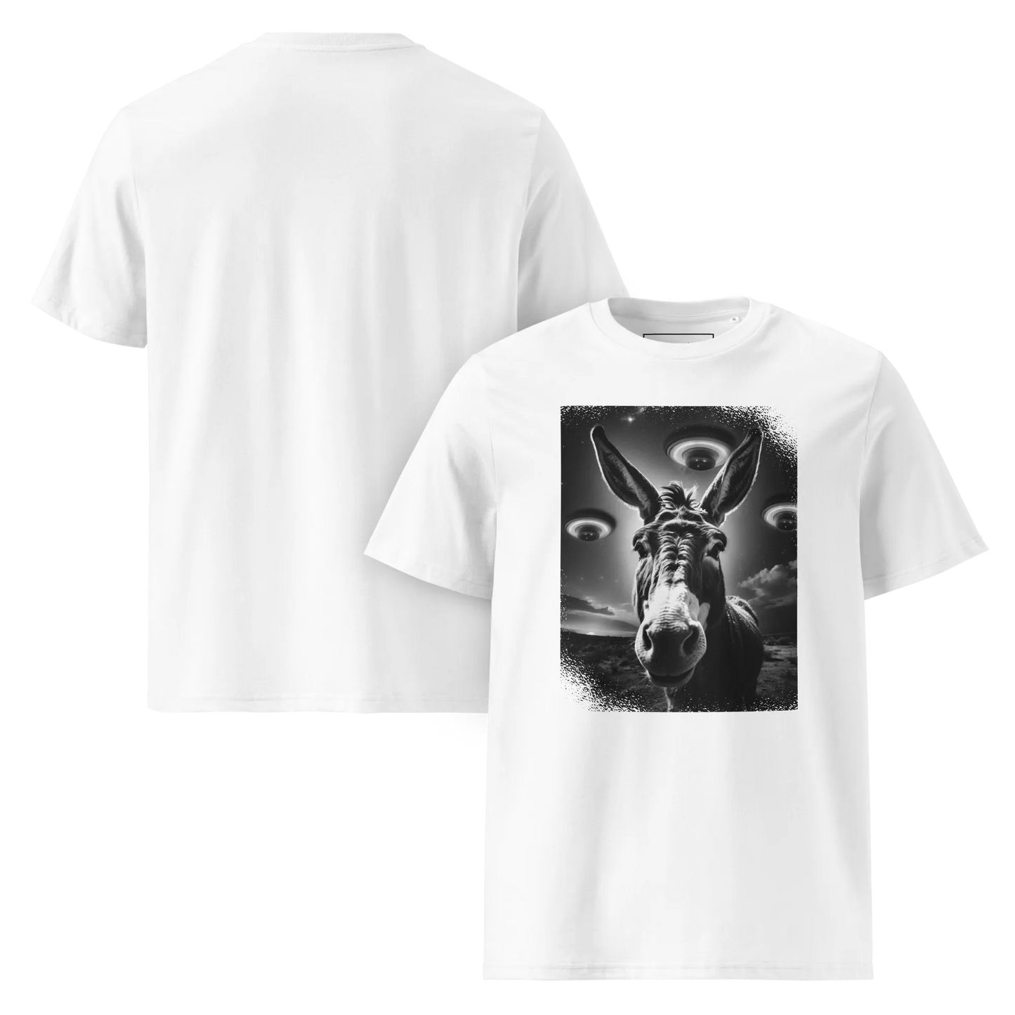 Esel und Raumschiff – T-Shirt aus Bio Baumwolle