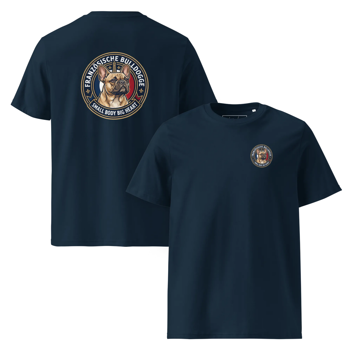 Französische Bulldogge Dog Badge – Bio-T-Shirt