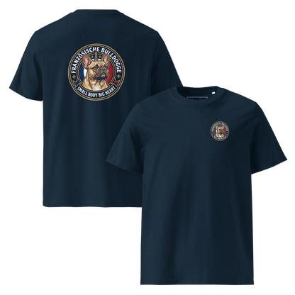 Französische Bulldogge Dog Badge – Bio-T-Shirt