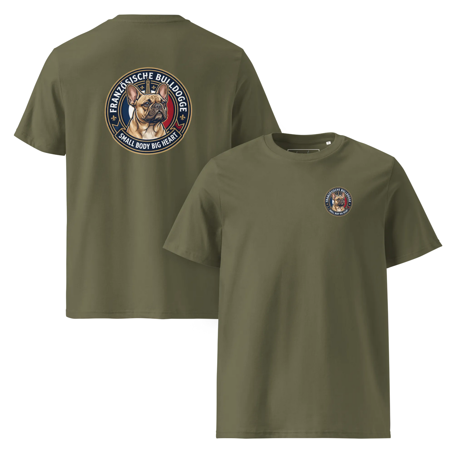 Französische Bulldogge Dog Badge – Bio-T-Shirt