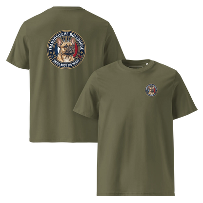 Französische Bulldogge Dog Badge – Bio-T-Shirt