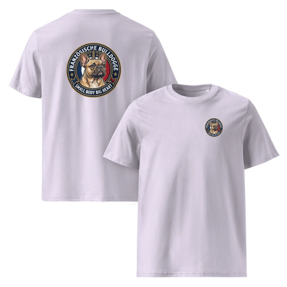 Französische Bulldogge Dog Badge – Bio-T-Shirt