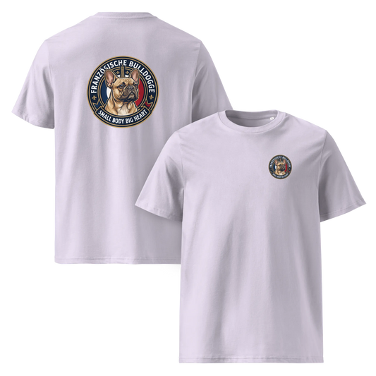 Französische Bulldogge Dog Badge – Bio-T-Shirt
