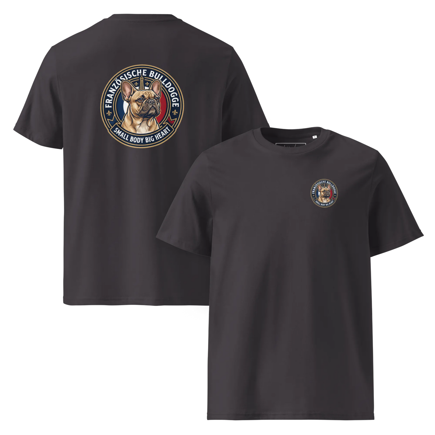 Französische Bulldogge Dog Badge – Bio-T-Shirt