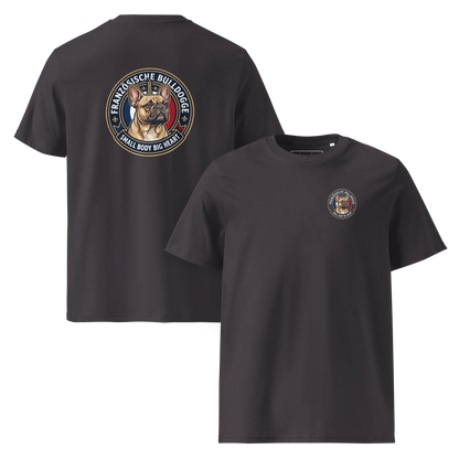 Französische Bulldogge Dog Badge – Bio-T-Shirt