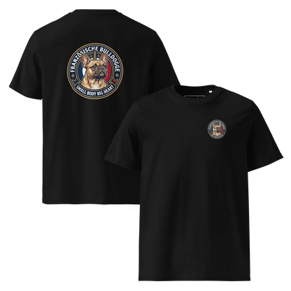 Französische Bulldogge Dog Badge – Bio-T-Shirt