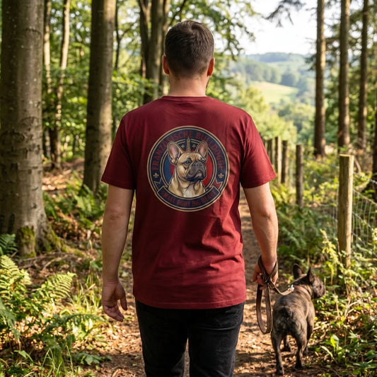Französische Bulldogge Dog Badge – Bio-T-Shirt