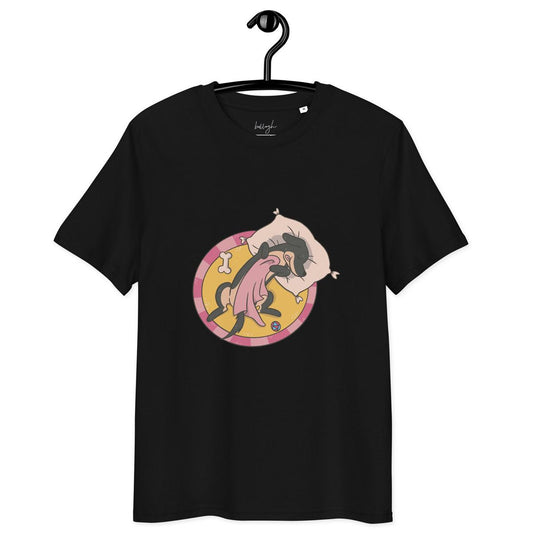 Hund im Körbchen – Bio Baumwolle Schlafshirt & cozy 🐶