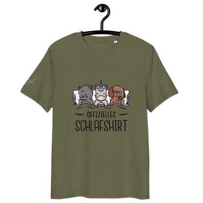 Bio-Baumwolle Schlafshirt – Offizielles Schlafanzug T-Shirt für Langschläfer mit Hund, Katze und Einhorn Design