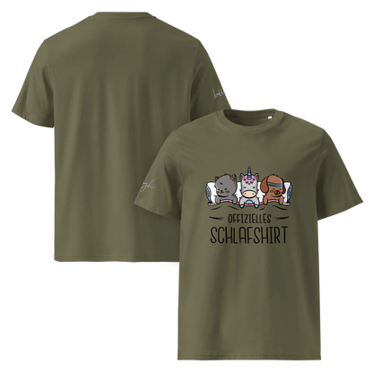 Bio-Baumwolle Schlafshirt – Offizielles Schlafanzug T-Shirt für Langschläfer mit Hund, Katze und Einhorn Design