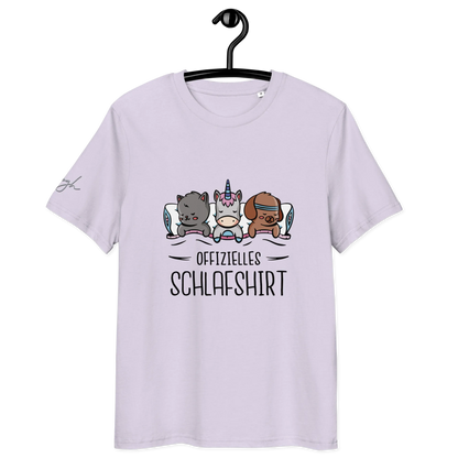 Bio-Baumwolle Schlafshirt – Offizielles Schlafanzug T-Shirt für Langschläfer mit Hund, Katze und Einhorn Design