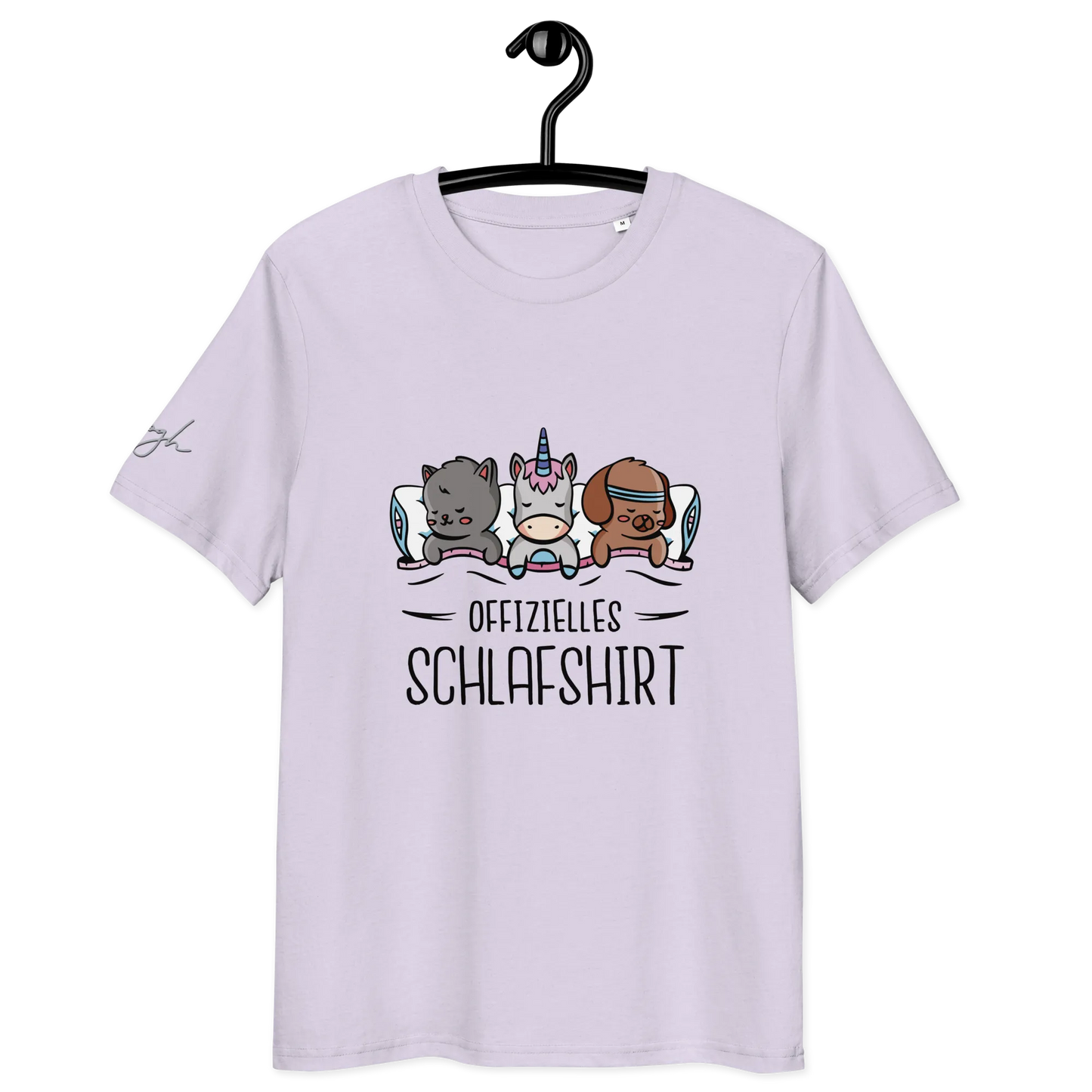 Bio-Baumwolle Schlafshirt – Offizielles Schlafanzug T-Shirt für Langschläfer mit Hund, Katze und Einhorn Design