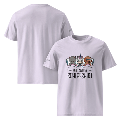 Bio-Baumwolle Schlafshirt – Offizielles Schlafanzug T-Shirt für Langschläfer mit Hund, Katze und Einhorn Design