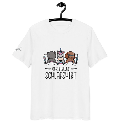 Bio-Baumwolle Schlafshirt – Offizielles Schlafanzug T-Shirt für Langschläfer mit Hund, Katze und Einhorn Design