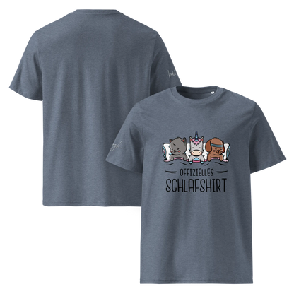 Bio-Baumwolle Schlafshirt – Offizielles Schlafanzug T-Shirt für Langschläfer mit Hund, Katze und Einhorn Design