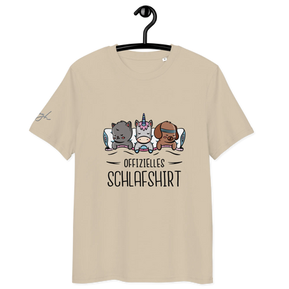 Bio-Baumwolle Schlafshirt – Offizielles Schlafanzug T-Shirt für Langschläfer mit Hund, Katze und Einhorn Design