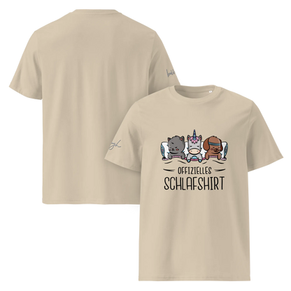 Bio-Baumwolle Schlafshirt – Offizielles Schlafanzug T-Shirt für Langschläfer mit Hund, Katze und Einhorn Design