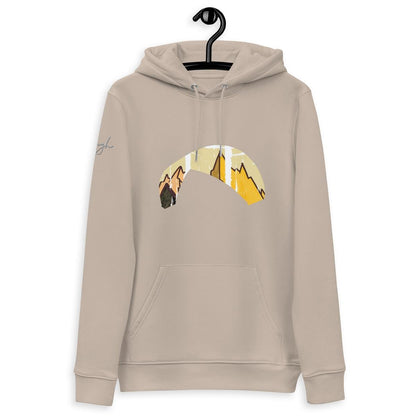 Nachhaltiger Bio - Baumwoll - Hoodie Solo Wing Yellow Mountain für Paragliding - Enthusiasten - bullogh#