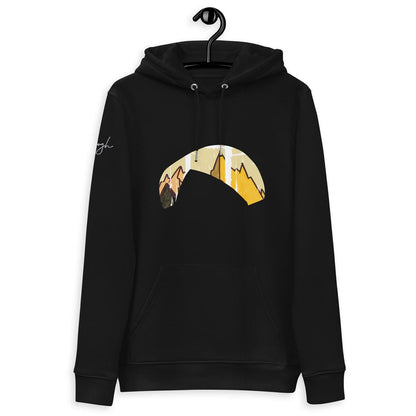 Nachhaltiger Bio - Baumwoll - Hoodie Solo Wing Yellow Mountain für Paragliding - Enthusiasten - bullogh#