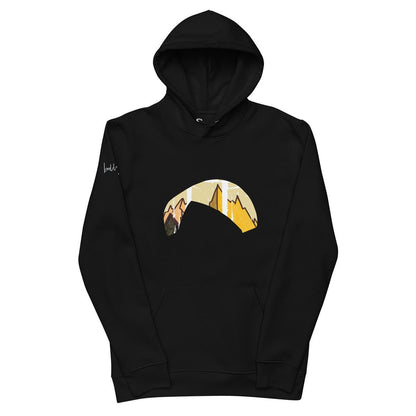 Nachhaltiger Bio - Baumwoll - Hoodie Solo Wing Yellow Mountain für Paragliding - Enthusiasten - bullogh#