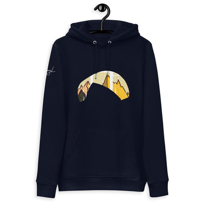 Nachhaltiger Bio - Baumwoll - Hoodie Solo Wing Yellow Mountain für Paragliding - Enthusiasten - bullogh#