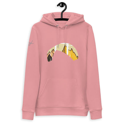 Nachhaltiger Bio - Baumwoll - Hoodie Solo Wing Yellow Mountain für Paragliding - Enthusiasten - bullogh#