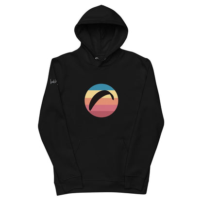 Nachhaltiger Bio - Baumwoll - Hoodie Sun Fall 2 – Paragliding - Print für Outdoor - Liebhaber aus recyceltem Polyester - bullogh#