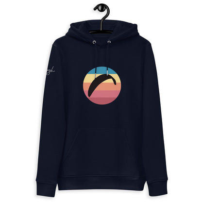 Nachhaltiger Bio - Baumwoll - Hoodie Sun Fall 2 – Paragliding - Print für Outdoor - Liebhaber aus recyceltem Polyester - bullogh#