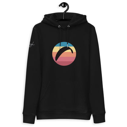 Nachhaltiger Bio - Baumwoll - Hoodie Sun Fall 2 – Paragliding - Print für Outdoor - Liebhaber aus recyceltem Polyester - bullogh#