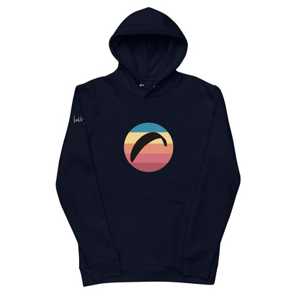 Nachhaltiger Bio - Baumwoll - Hoodie Sun Fall 2 – Paragliding - Print für Outdoor - Liebhaber aus recyceltem Polyester - bullogh#