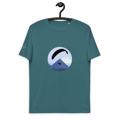 Öko T-Shirt aus Bio Baumwolle - Blue Paraglider Design für Gleitschirmflüge - bullogh#