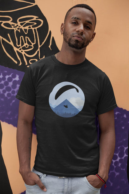 Öko T-Shirt aus Bio Baumwolle - Blue Paraglider Design für Gleitschirmflüge - bullogh#