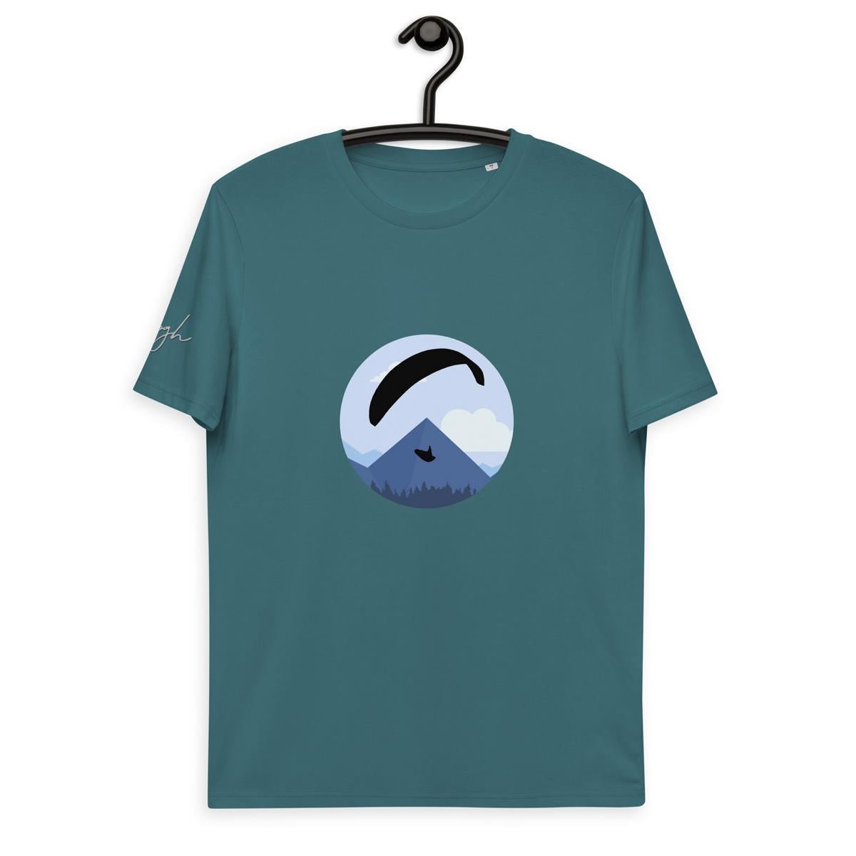 Öko T-Shirt aus Bio Baumwolle - Blue Paraglider Design für Gleitschirmflüge - bullogh#