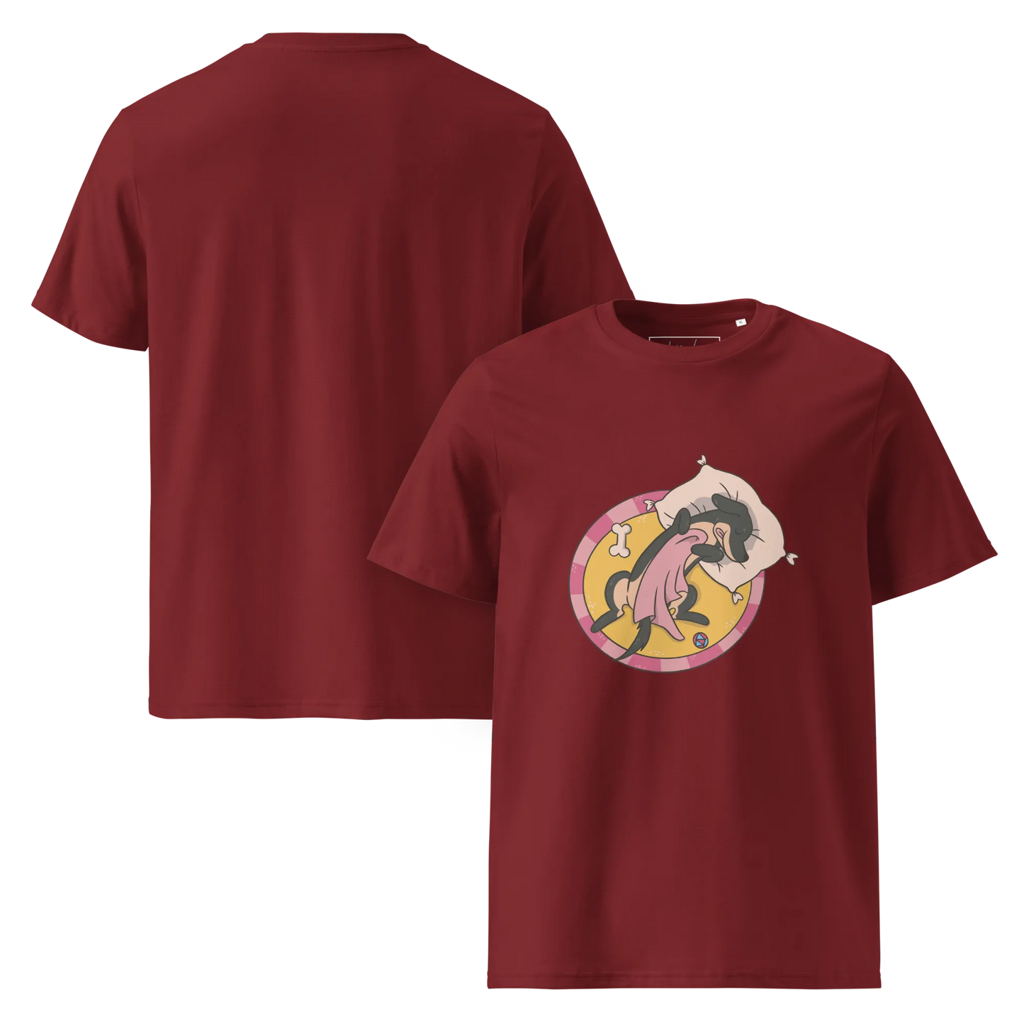 Hund im Körbchen – Bio-Schlafshirt für Hundeliebhaber