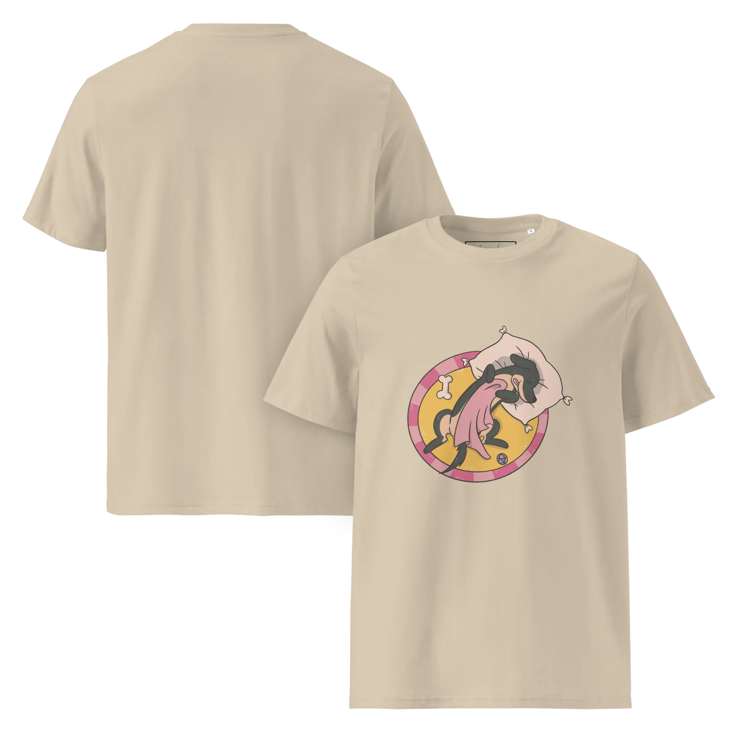 Hund im Körbchen – Bio-Schlafshirt für Hundeliebhaber