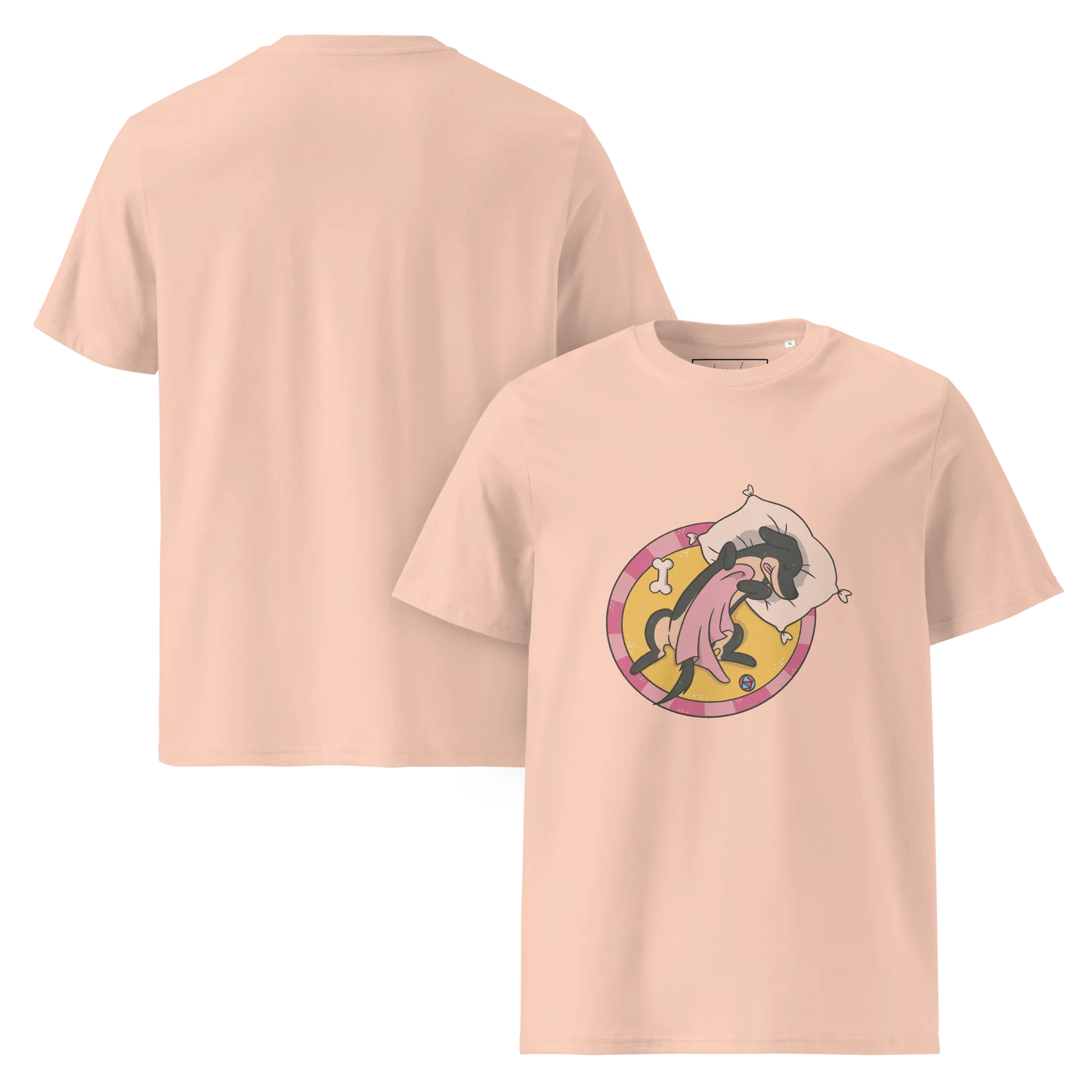 Hund im Körbchen – Bio-Schlafshirt für Hundeliebhaber