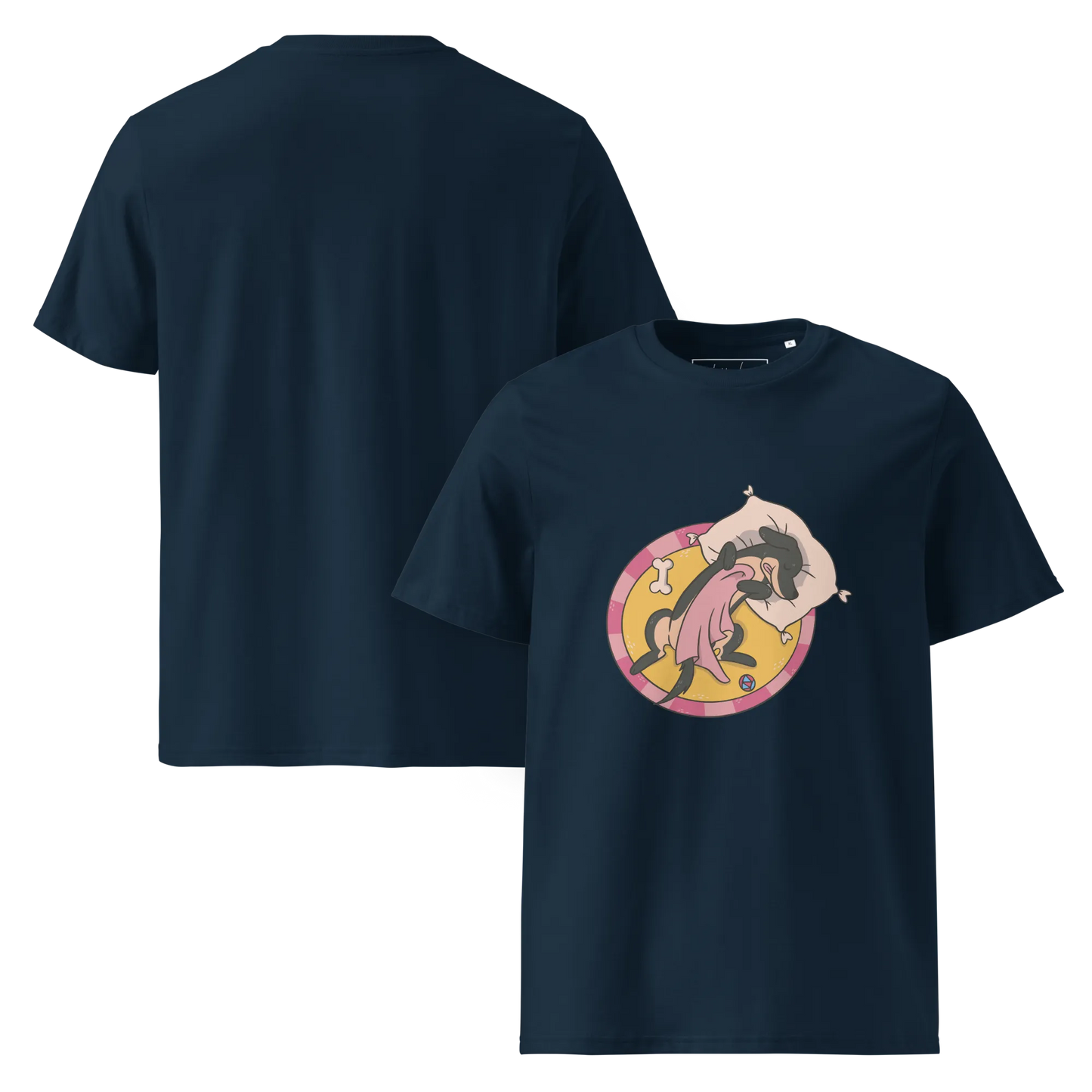 Hund im Körbchen – Bio-Schlafshirt für Hundeliebhaber