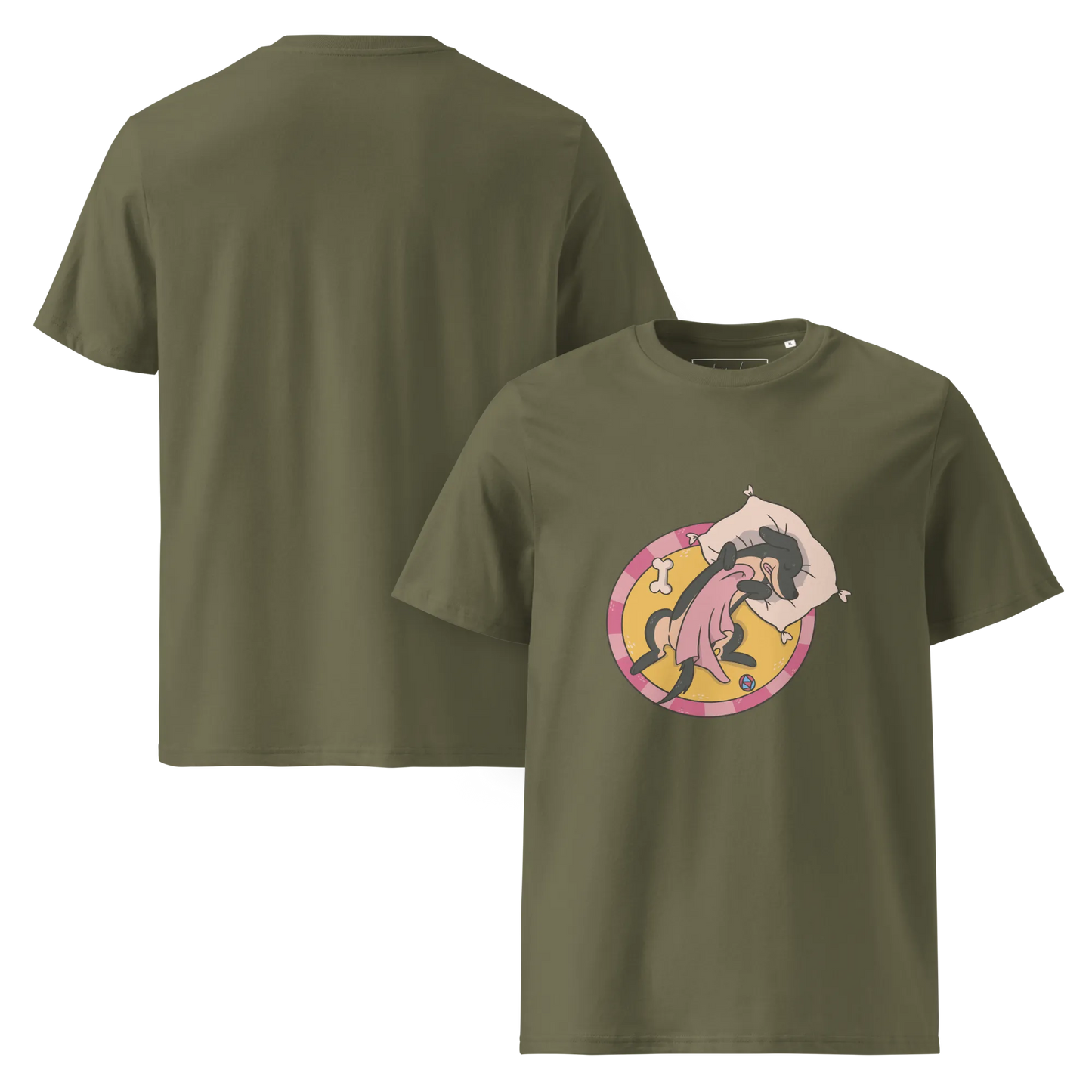 Hund im Körbchen – Bio-Schlafshirt für Hundeliebhaber