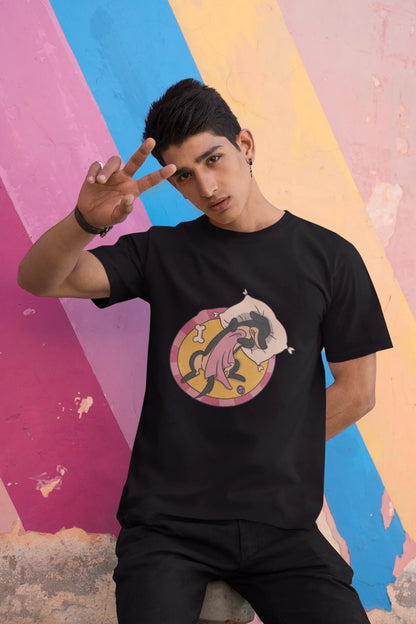 Hund im Körbchen – Bio-Schlafshirt für Hundeliebhaber