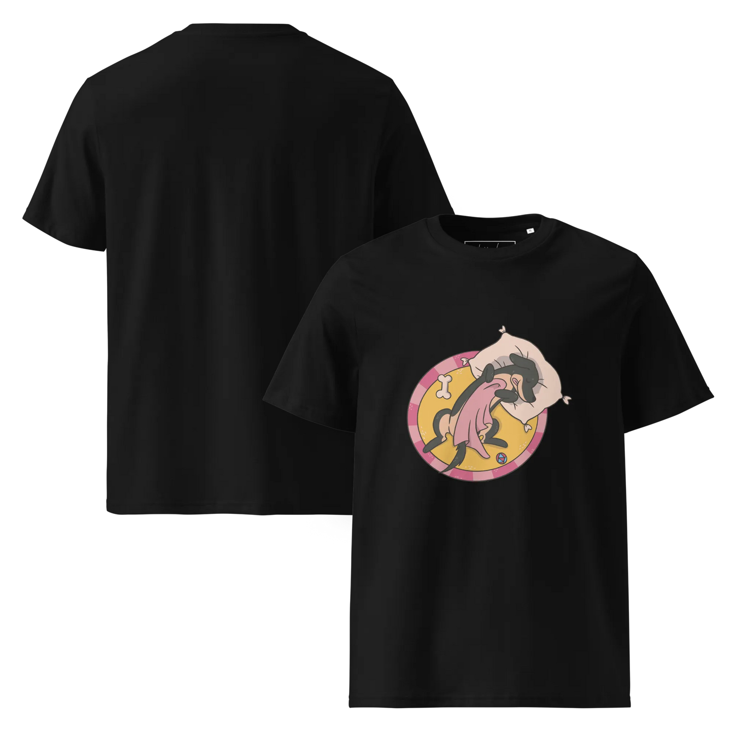 Hund im Körbchen – Bio-Schlafshirt für Hundeliebhaber