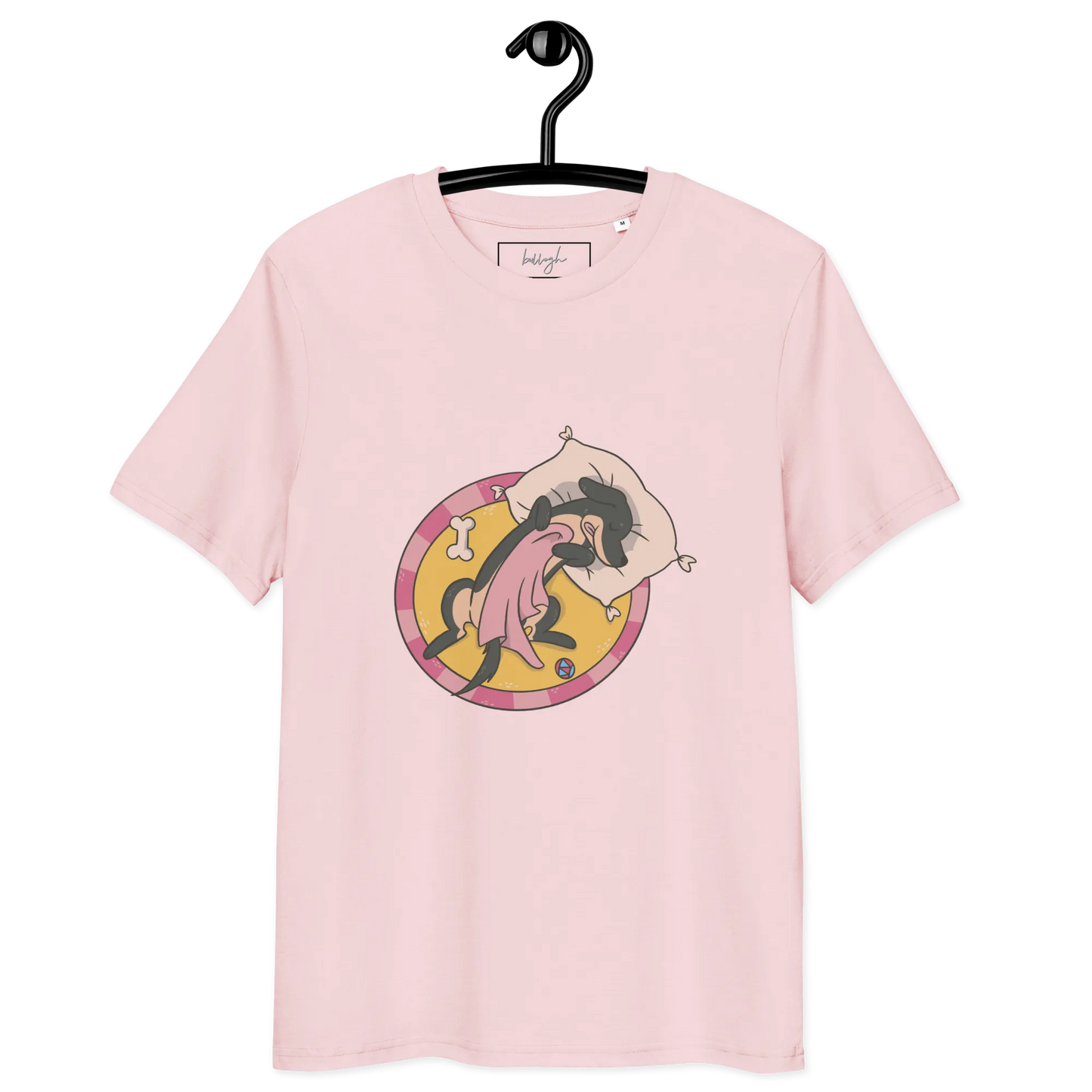 Hund im Körbchen – Bio-Schlafshirt für Hundeliebhaber